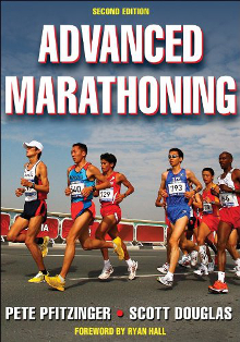 Book cover of Advanced Marathoning by Scott Pfitzinger and Scott Douglas